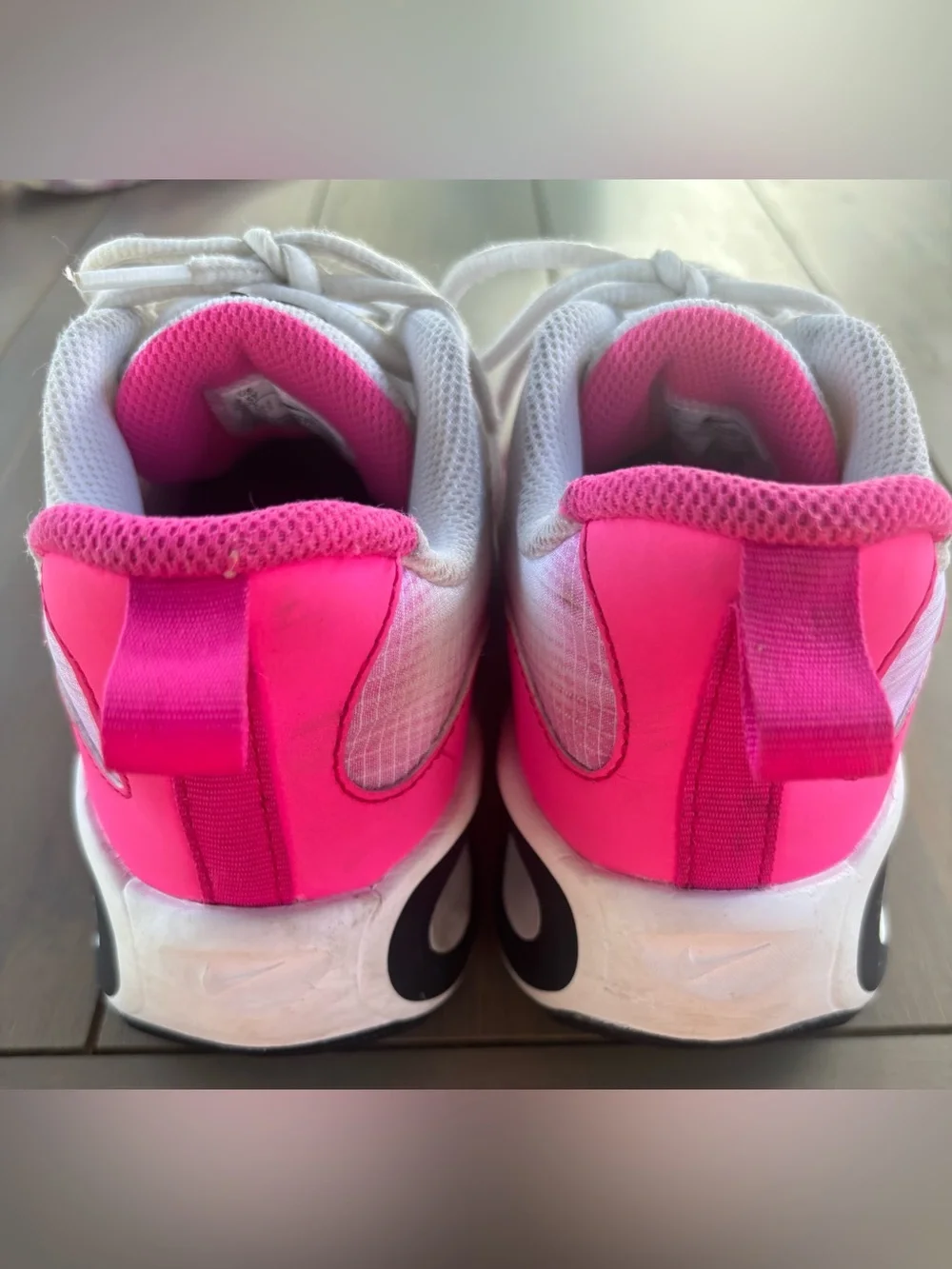 Nike White and Hot Pink Air Max Sneakers